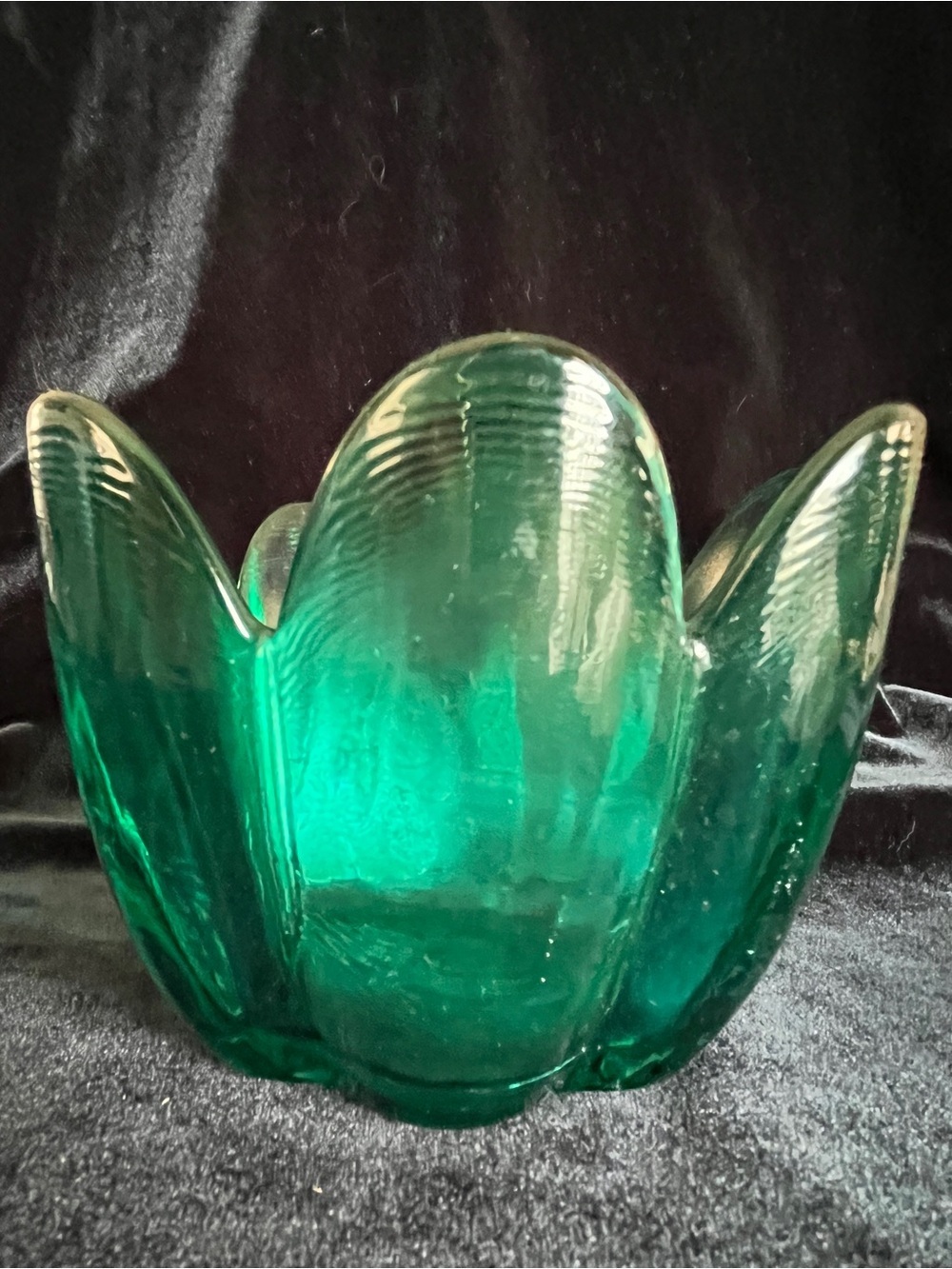Vidrios San Miguel 100% Recycled Glass Flower Petal Teal Aqua Bowl Vase Spain